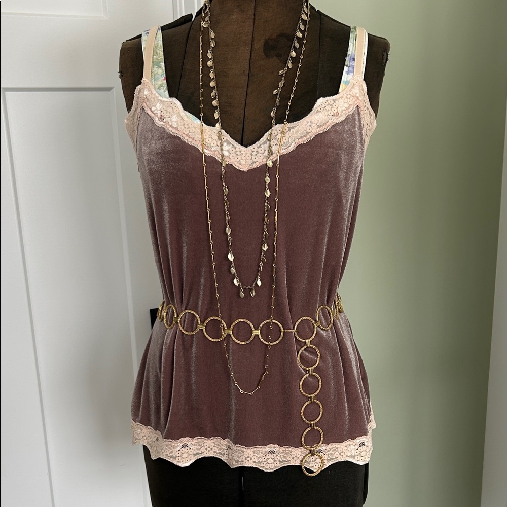 Lia Sophia leaf necklace and link chain necklace & circle belt vintage finds